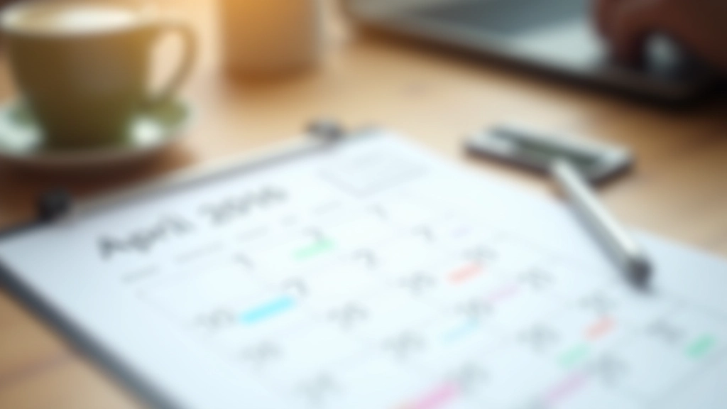 Calendar on desk highlighting April tax filing deadline with red pen marking the date