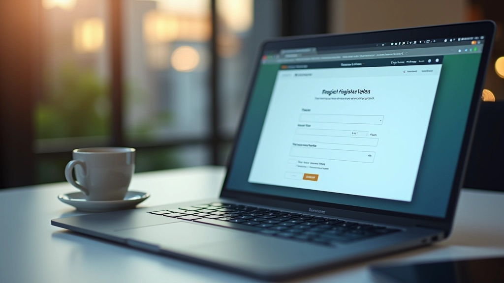 Laptop screen showing IRD e-Services portal with business registration form being filled out online